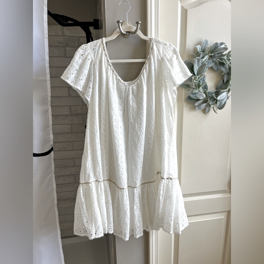 Johnny Was White Eyelet Mini Dress